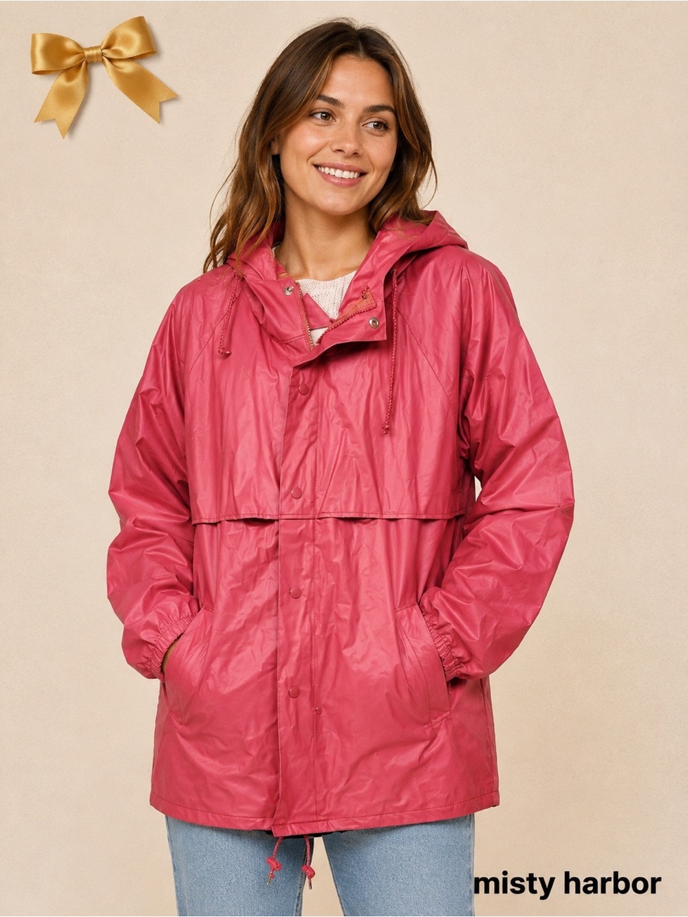 Misty Harbor Red Slicker Hooded Lined Raincoat XL